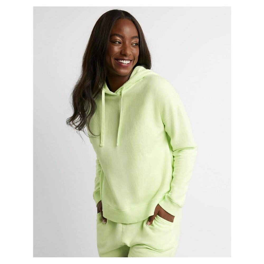 NWT Hanes Women's Garment Dyed Fleece Hoodie Chic Lime L minimalist comfy green